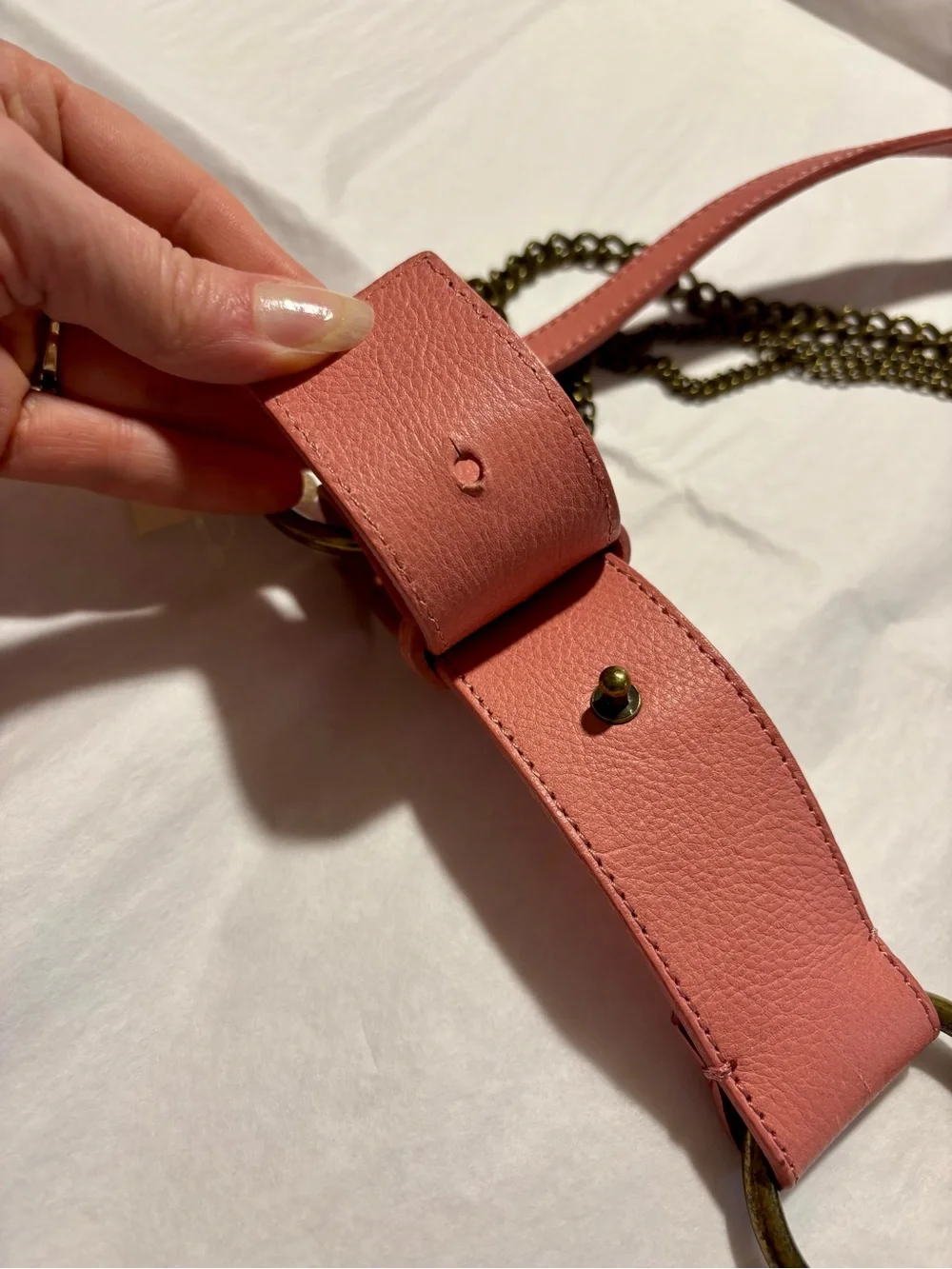 Talbot’s Women's Coral Leather Chain Belt, S, NWT